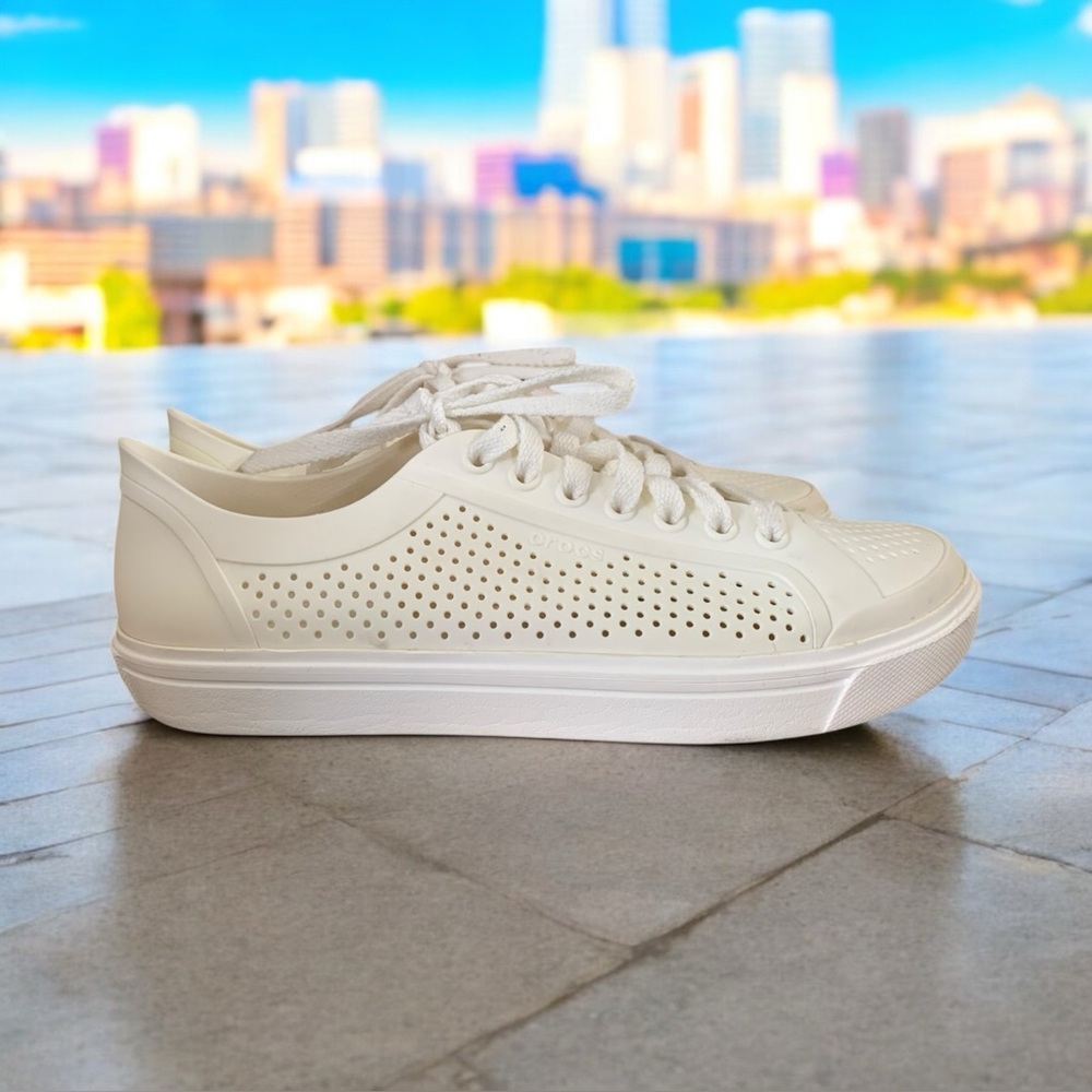 Crocs Mens Citilane Roka Court Shoes Breathable Casual White Sneakers Size 8